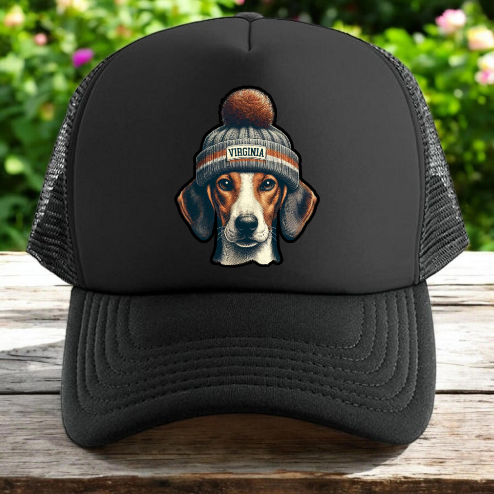 Virginia Trucker Hat Mens O/S Black Snapback Beagle Basset Hound Unisex